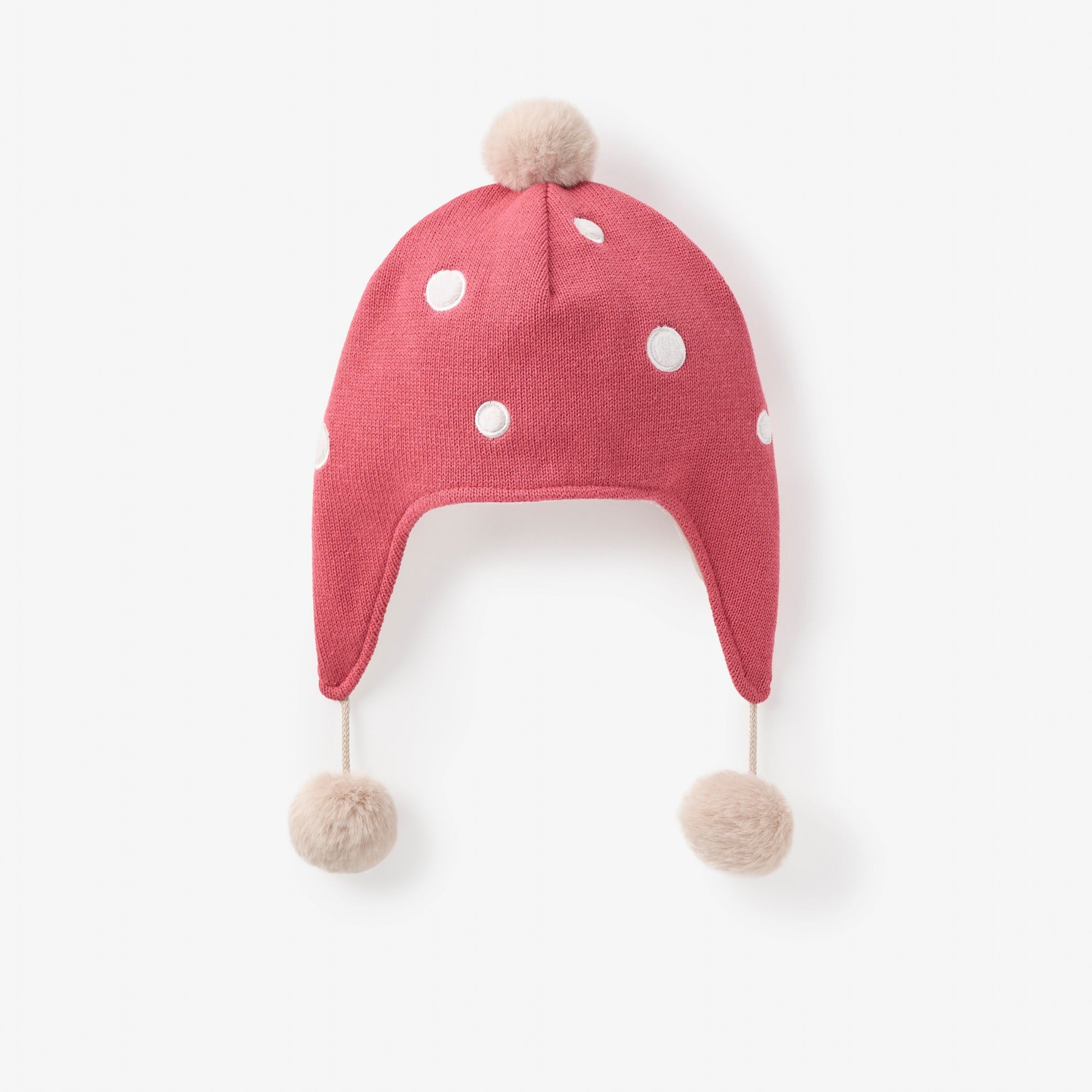 Girls | Mushroom Aviator Knit Baby Hat | Red