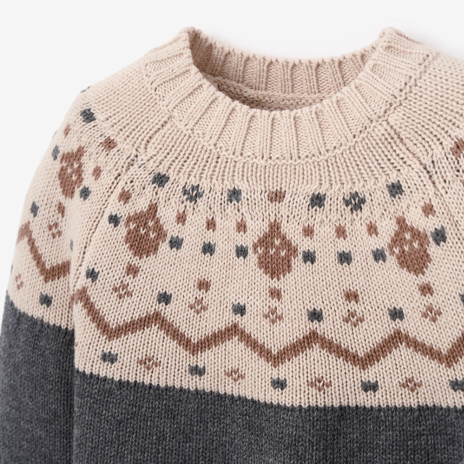 Boys | Charcoal Fairisle Sweater + Plaid Pant Set | Dark Gray