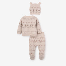 Unisex | Acorn Fairisle Sweater, Footed Pant + Hat Set 3pc | Taupe
