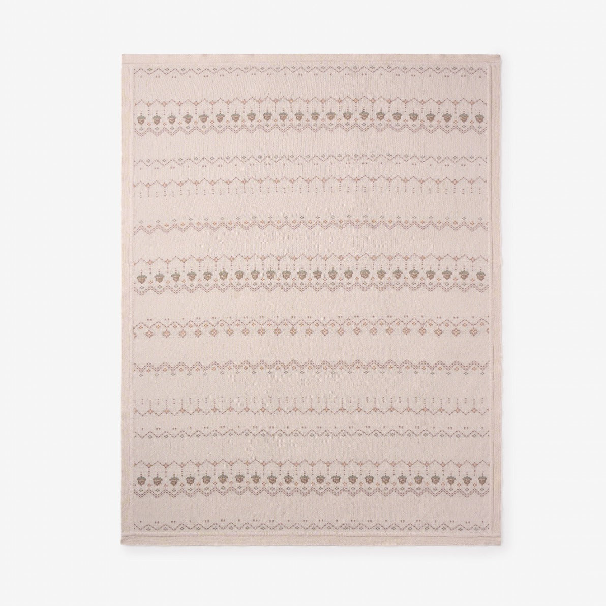 Unisex | Acorn Fairisle Knit Baby Blanket | Taupe
