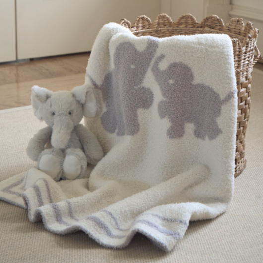 Unisex | Elephant Feather Knit Baby Blanket | Gray
