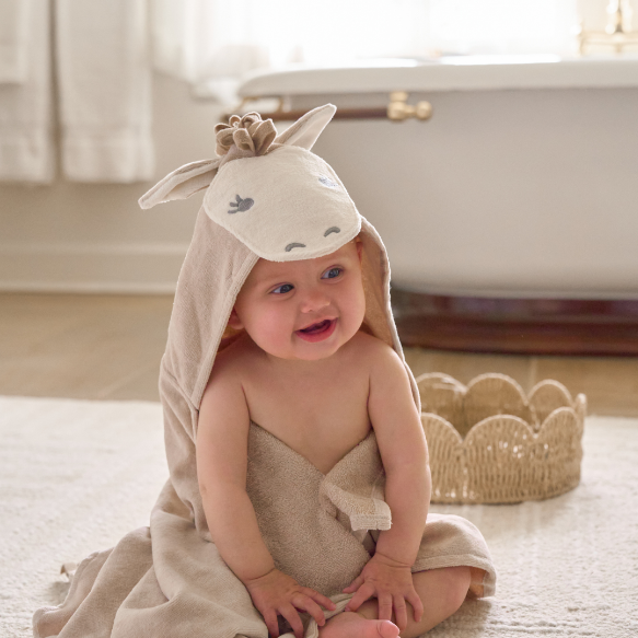 Unisex | Pony Hooded Baby Bath Wrap | Taupe