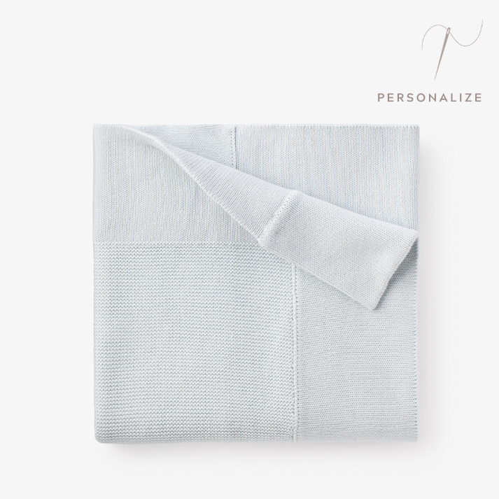 Boys | Pale Blue Sofia + Finn Knit Baby Blanket | Blue