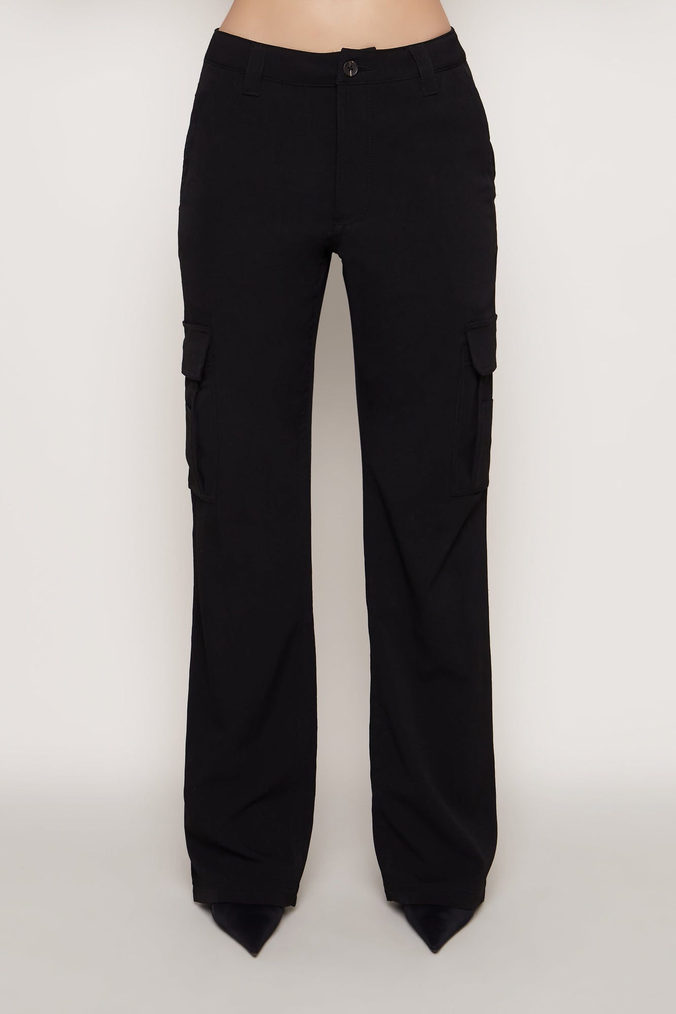Womens | Crepe Cargo Pants | Black