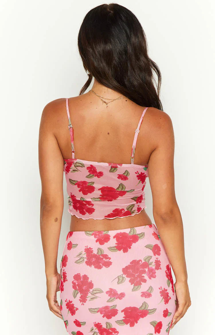 Emz Floral Mesh Cami | Pink