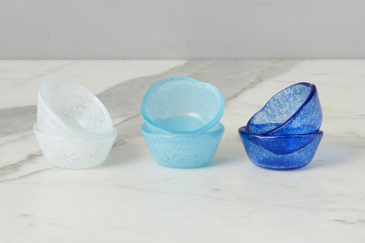 Glass Pinch Pots | Blue Tones | Set of 6