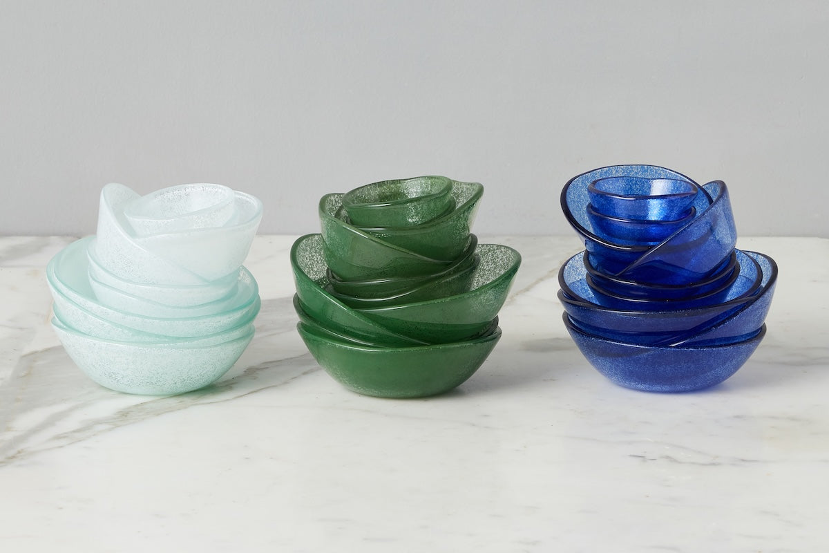 Glass Pinch Pots | Blue Tones | Set of 6