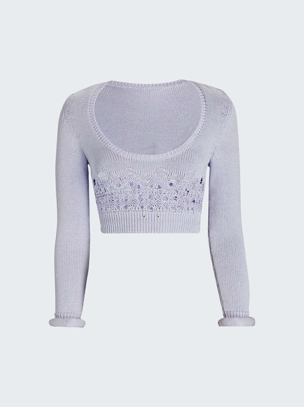 Women | Christopher Esber | Crochet Scoop Neck Long Sleeve Crop | Lilac