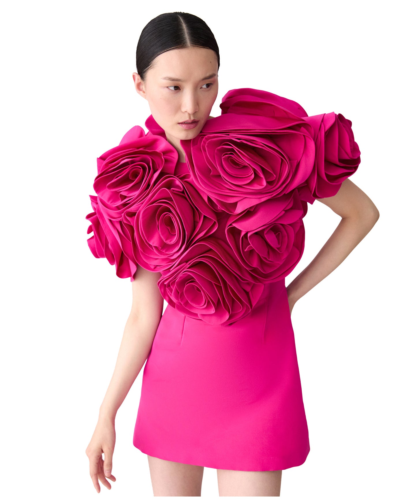 Draped Flower Mini Dress