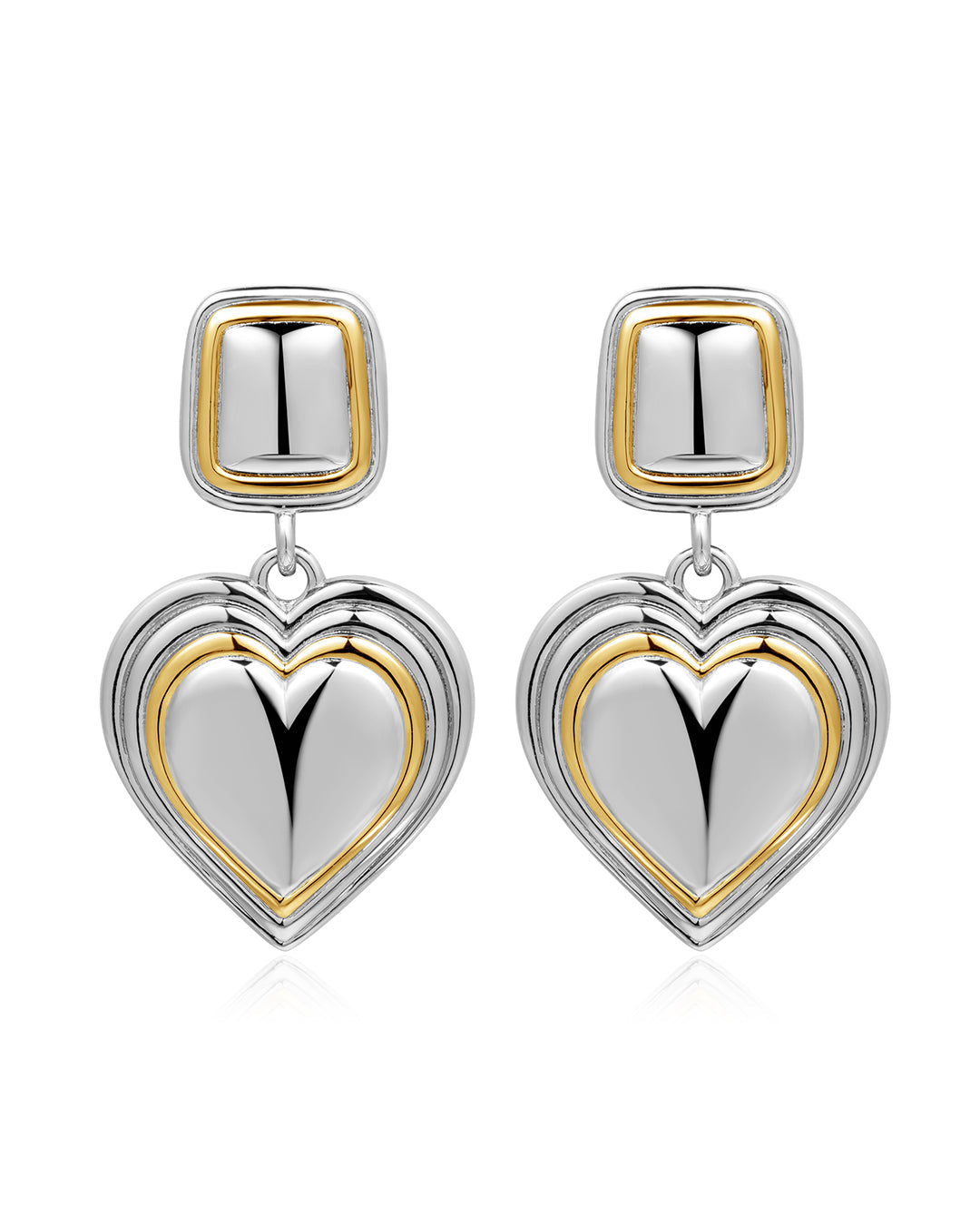 Two-Tone Heart Earrings | Silver/Gold