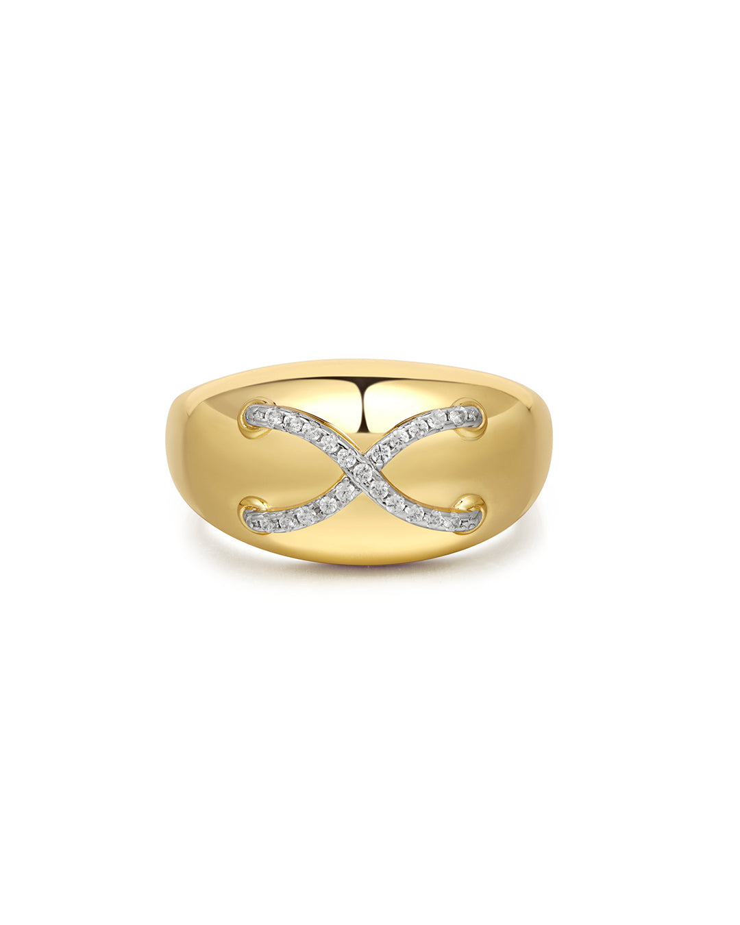 Mariner Cross Ring | Cubic Zirconia | Gold
