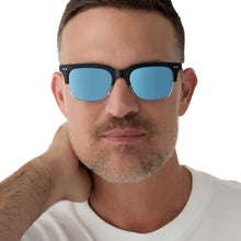 Unisex | Mr. Fantastic Sunglasses | Retro Black To Clear Gradient | Quantum Blue Polarized Lenses
