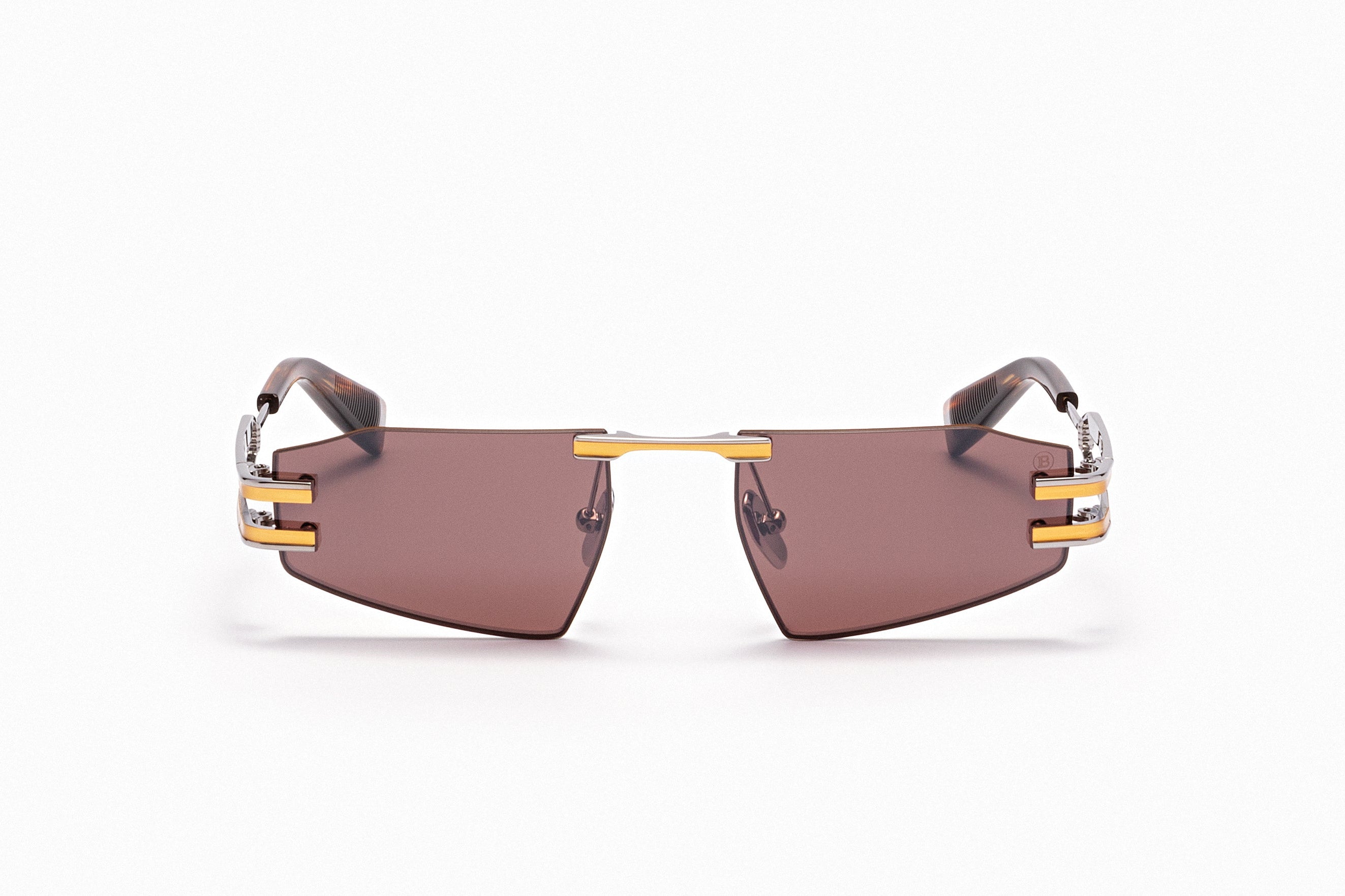 Unisex | Fixe - II Sunglass | Black Palladium - Matte Yellow Gold - Medium Brown Swirl | Dark Brown w/ Black Mirror