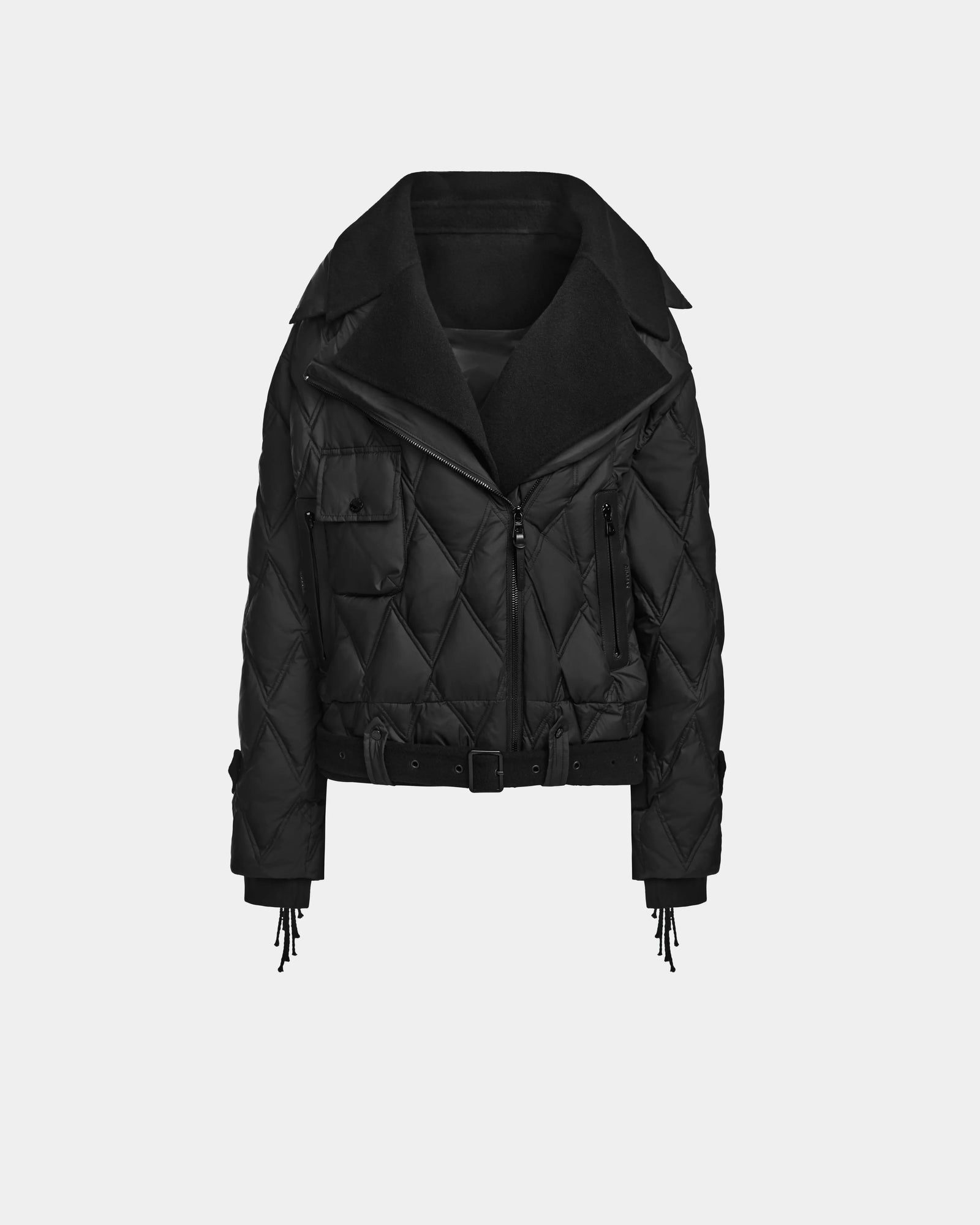 Women | ZOLA Down & Wool Fringe Jacket | Black