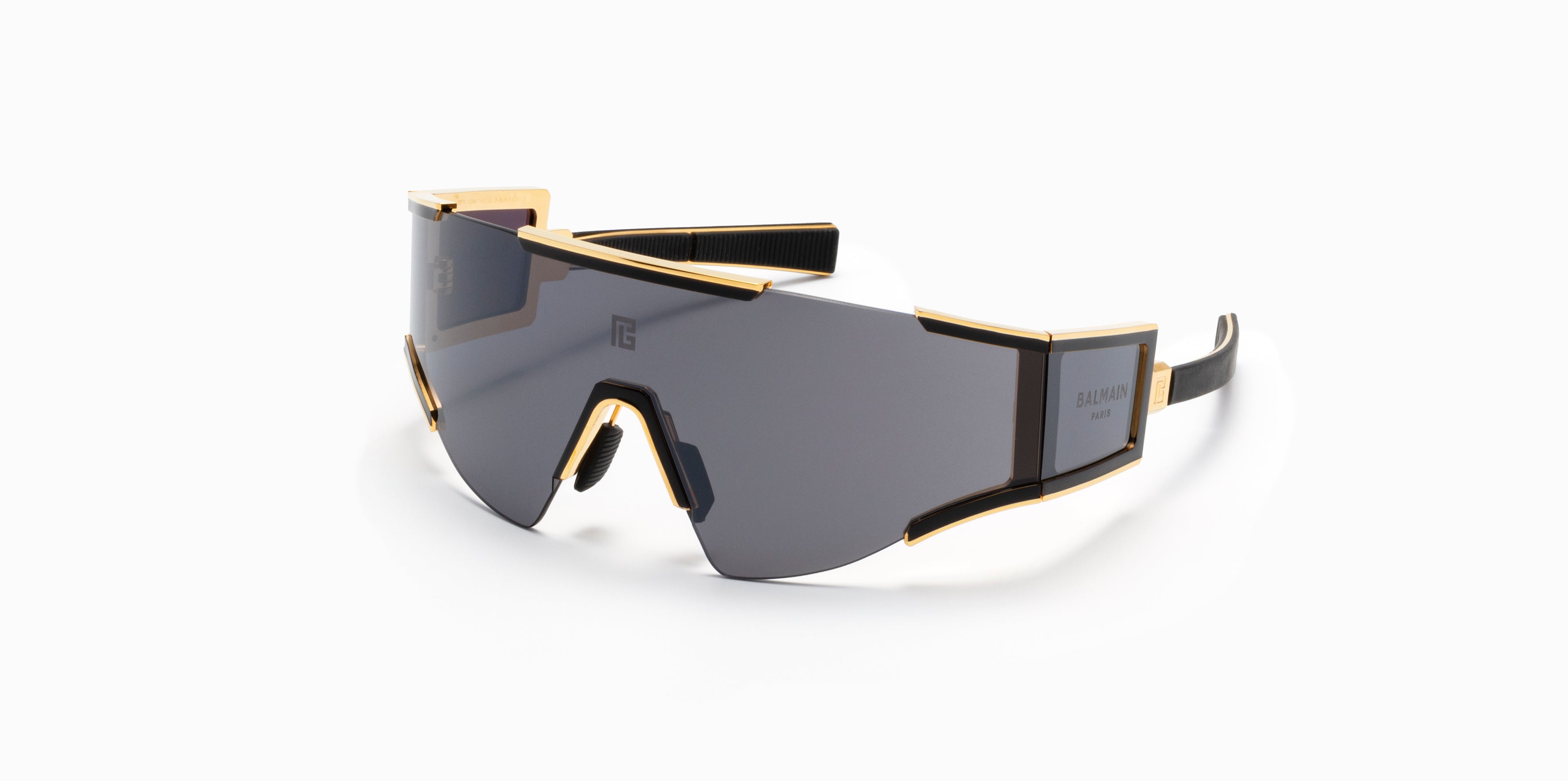 Unisex | Fleche Sunglass | Gold - Black Enamel - Matte Black | Dark Grey w/ Black Mirror