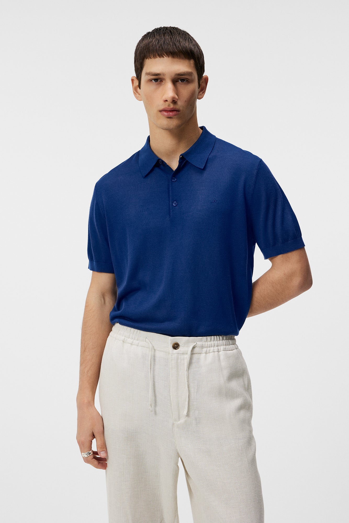 Men | Ridge Lyocell Silk Polo | Estate Blue
