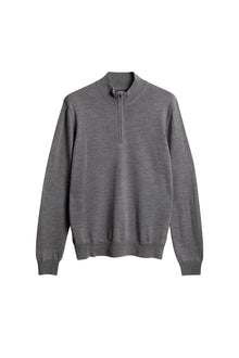 Kiyan Quarter Zip Sweater in Mid Grey Melange by J.Lindeberg