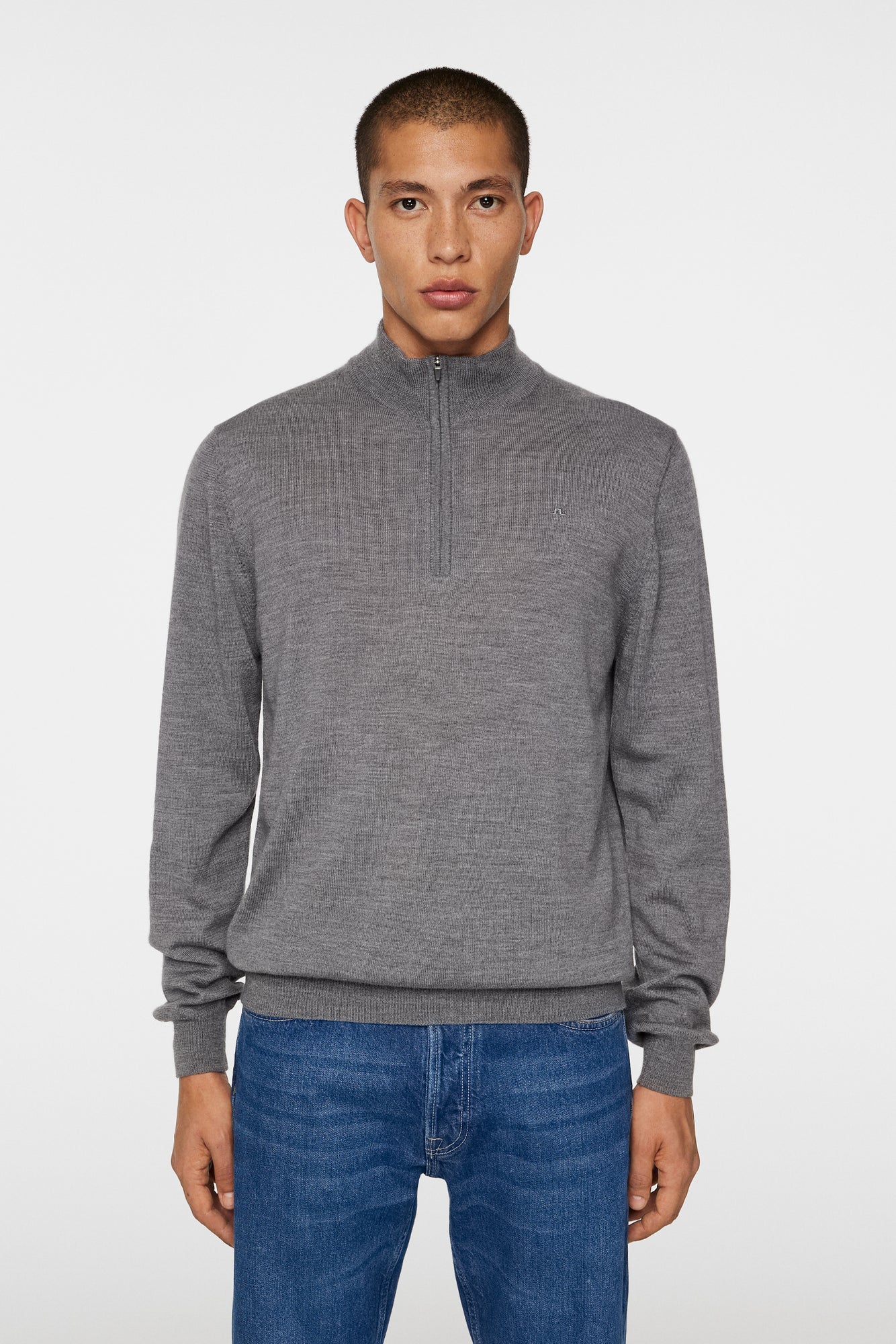 Men | Kiyan Quarter Zip Sweater | Mid Grey Melange