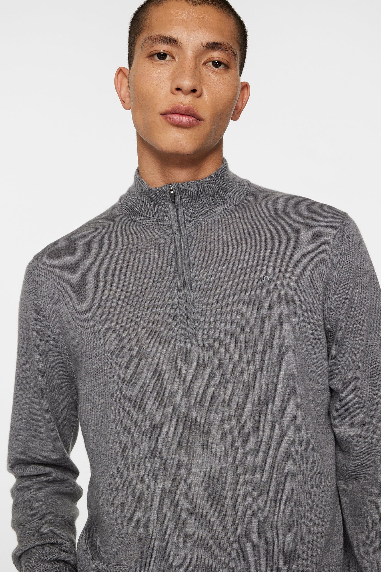 Men | Kiyan Quarter Zip Sweater | Mid Grey Melange