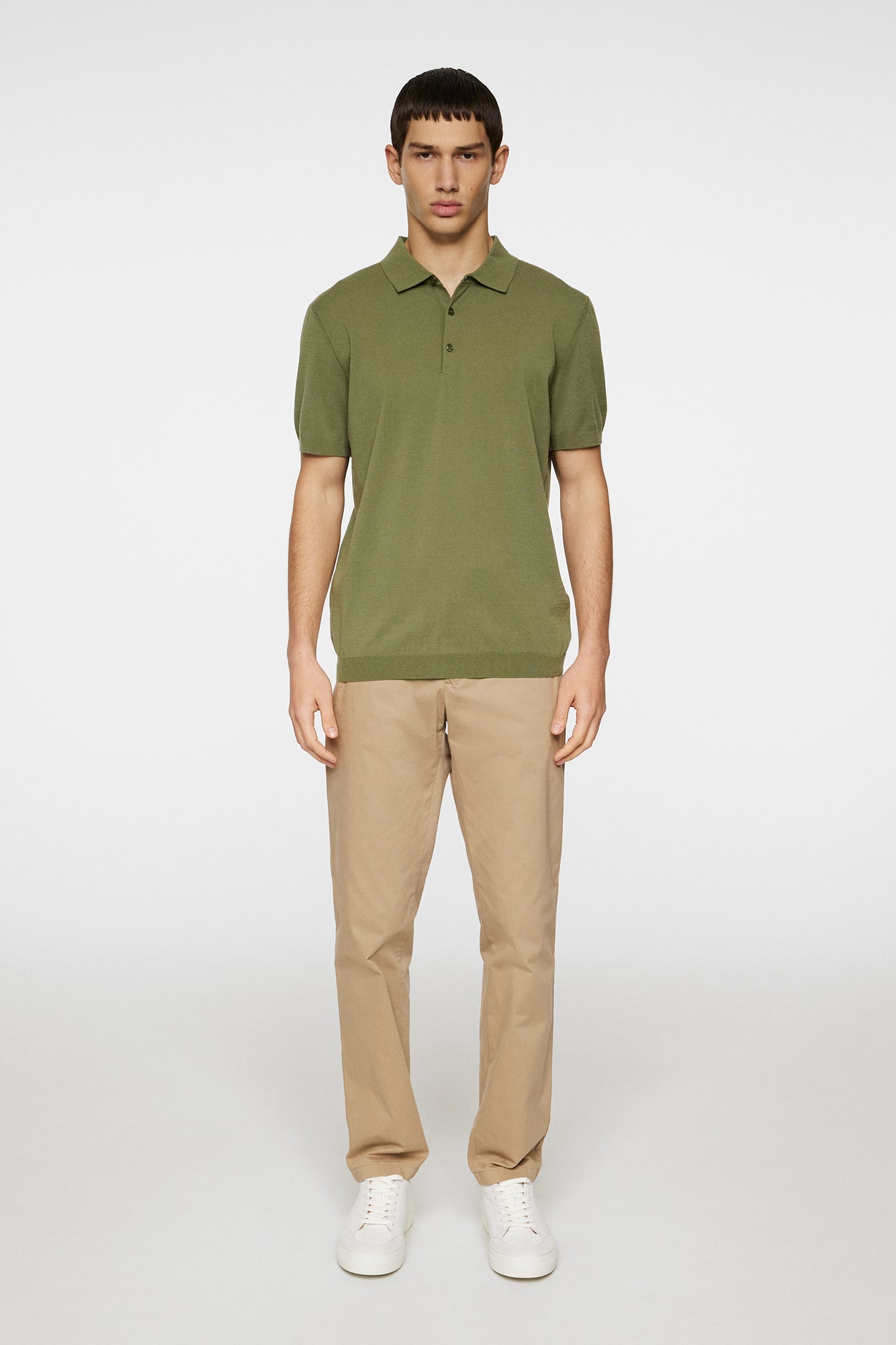 Men | Ridge Knitted Polo | Olivine