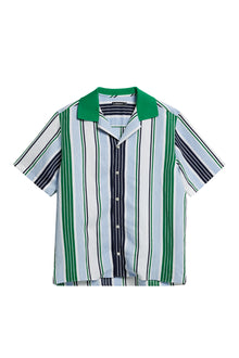Men | Skala Knit Collar Stripe Shirt | Estate Blue