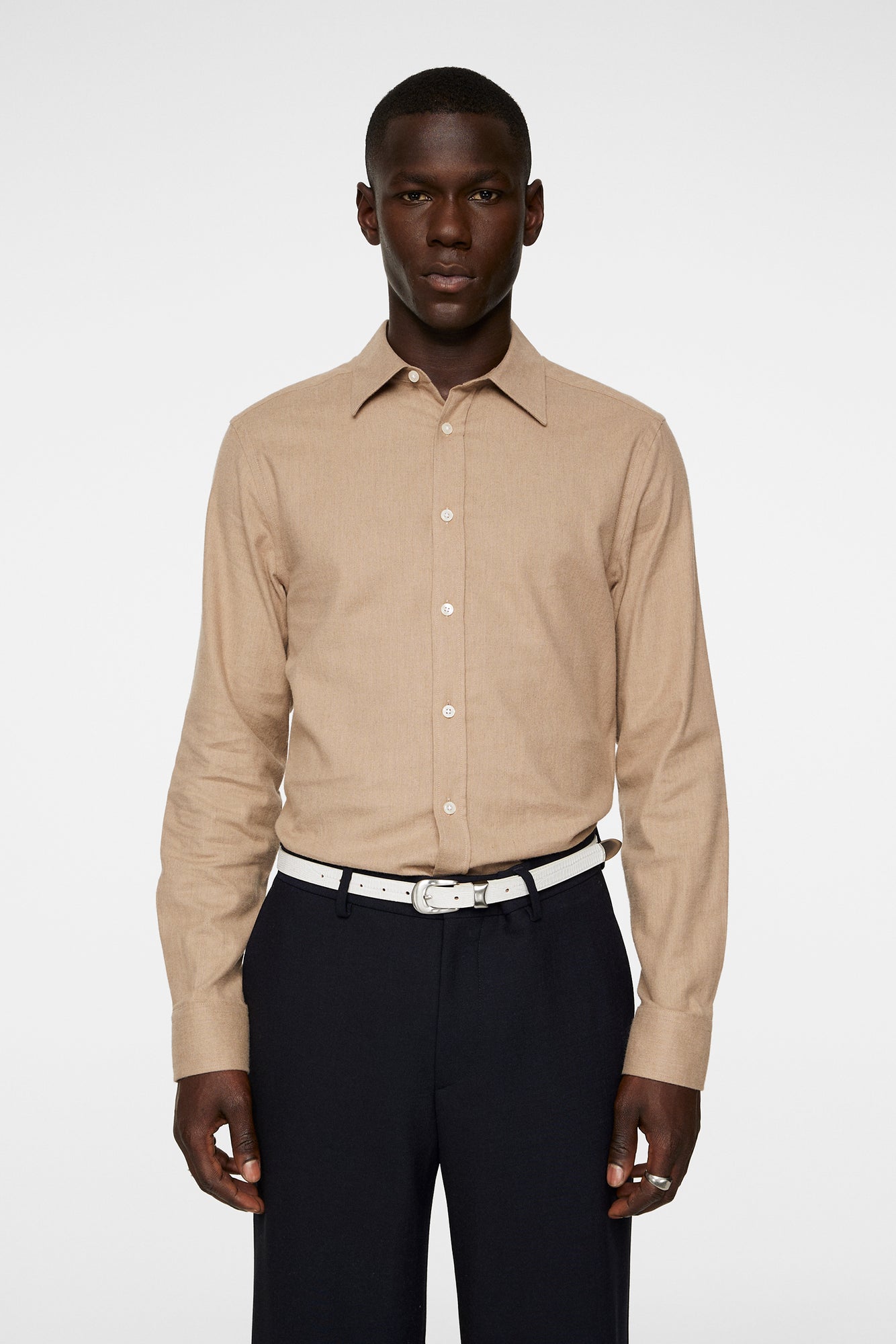 Men | Light Flannel Slim Shirt | Tiger Brown