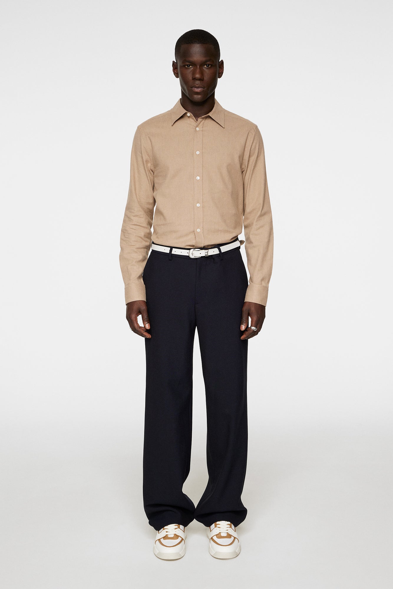 Men | Light Flannel Slim Shirt | Tiger Brown