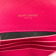 Saint Laurent | Pre-Owned Grain De Poudre Cassandre Envelope Chain Wallet | Pink/Hot Pink