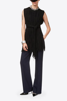 Sleeveless Fringe Top | Black