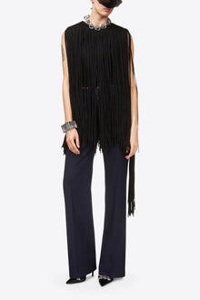 Sleeveless Fringe Top | Black