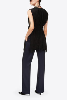 Sleeveless Fringe Top | Black