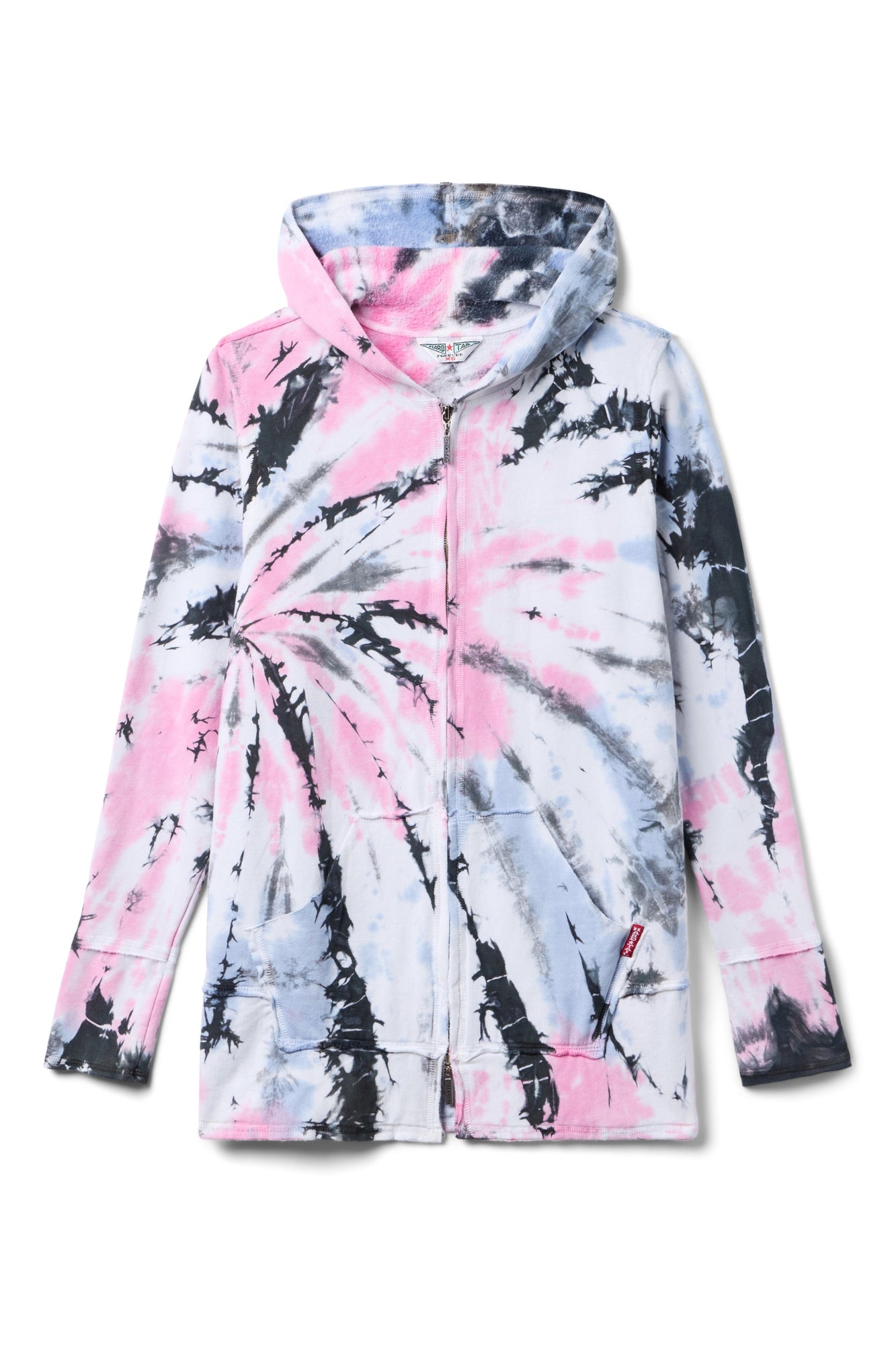Women | Raw Edge Hip Zip-Up Hoodie | Two Time Spiral 5