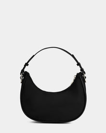 The Rudsak NIKKI - L325512 Black women's crescent hobo shoulder bag features a short strap and silver hardware, shown against a plain light gray background.