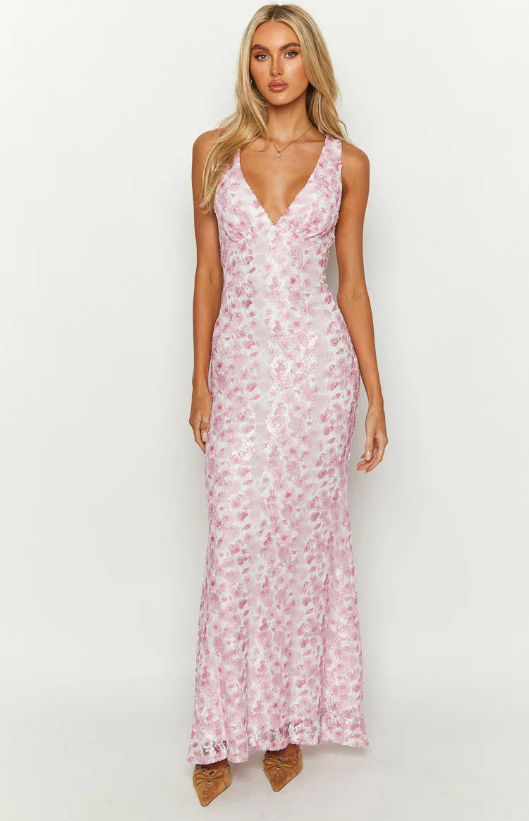 Farida Lace Maxi Dress | Pink
