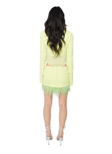 Womens | Feather Trim Mini Skirt | Lime