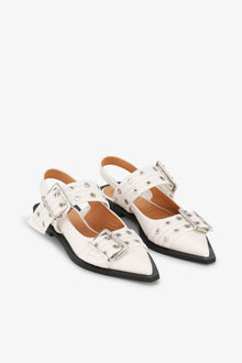 Feminine Buckle Ballerinas in Ivory | Egret