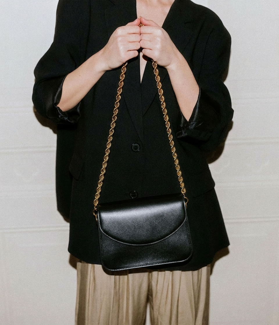 The Ora Bag with Rope Chain Shoulder Strap | Black