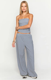 Flo Wide Leg Pants | Navy Stripe