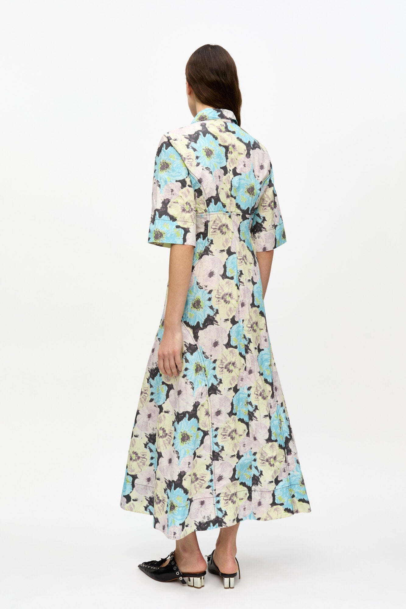 Floral Printed Cotton Long Shirt Dress | Multicolour