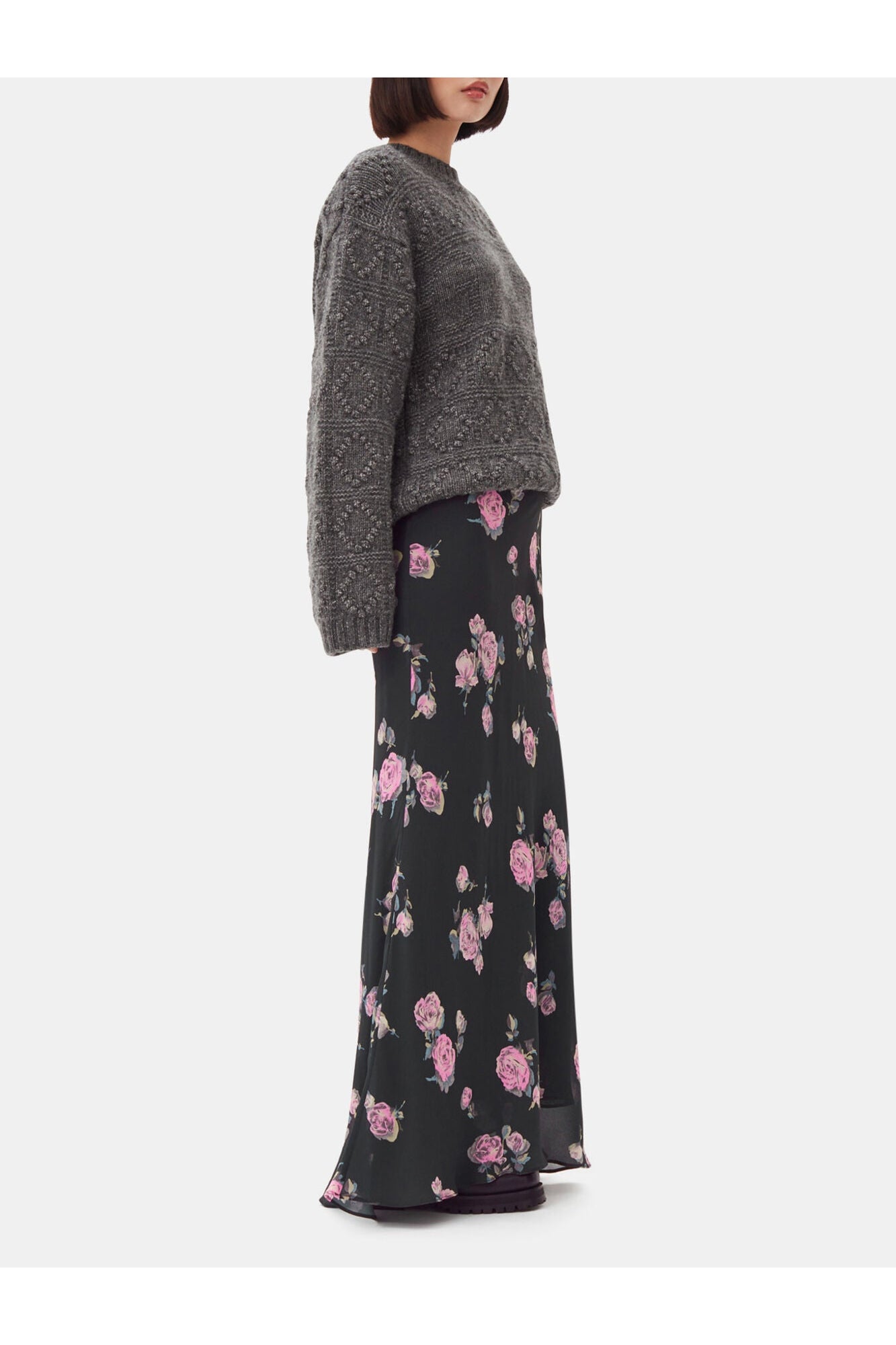 Floral Printed Crepe Maxi Skirt | Climbing Ivy