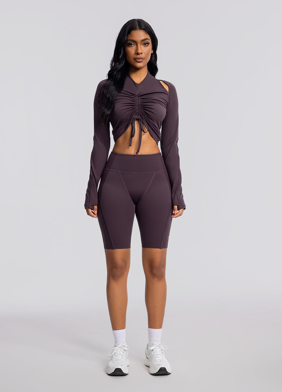 High-Waisted Performance Biker Shorts | Midnight Plum