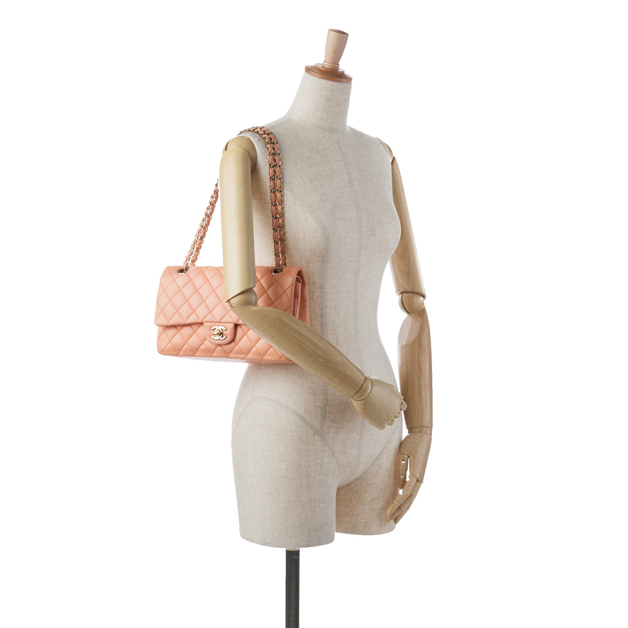 Chanel | Pre-Owned Medium Classic Lambskin Double Flap | Orange/Light Orange