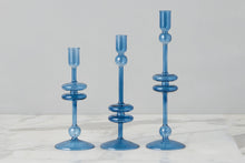 Glass Candlestick | Sapphire | Large | Set of 2