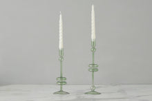 Glass Candlestick | Sage | Large | Set of 2