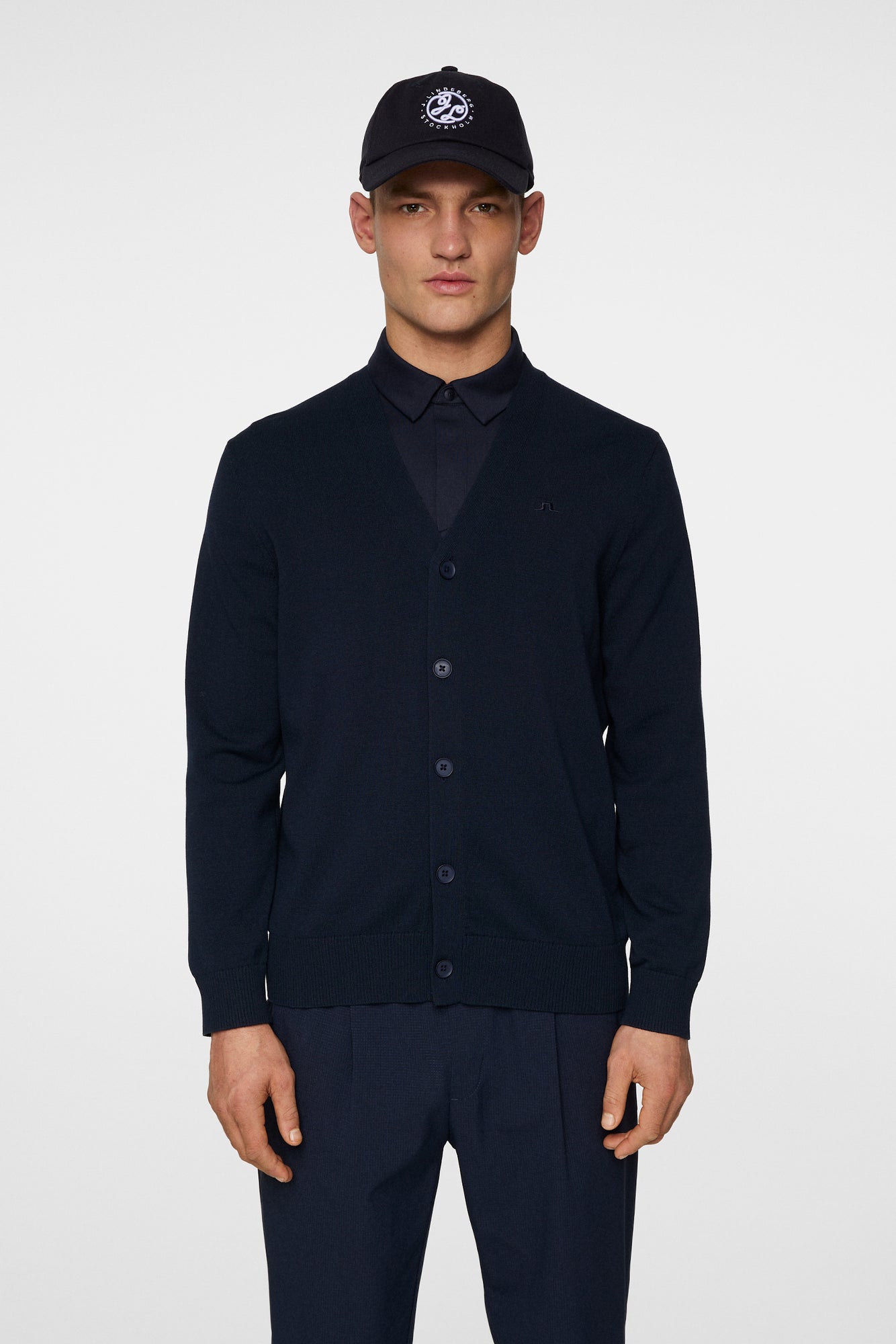 Men | Jarred Knitted Cardigan | JL Navy
