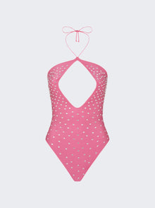 Women | Oséree | Gem Necklace Maillot | Flamingo Pink