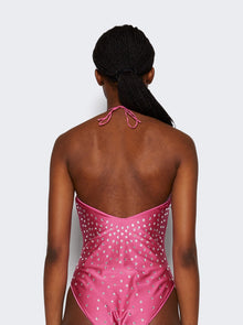 Women | Oséree | Gem Necklace Maillot | Flamingo Pink