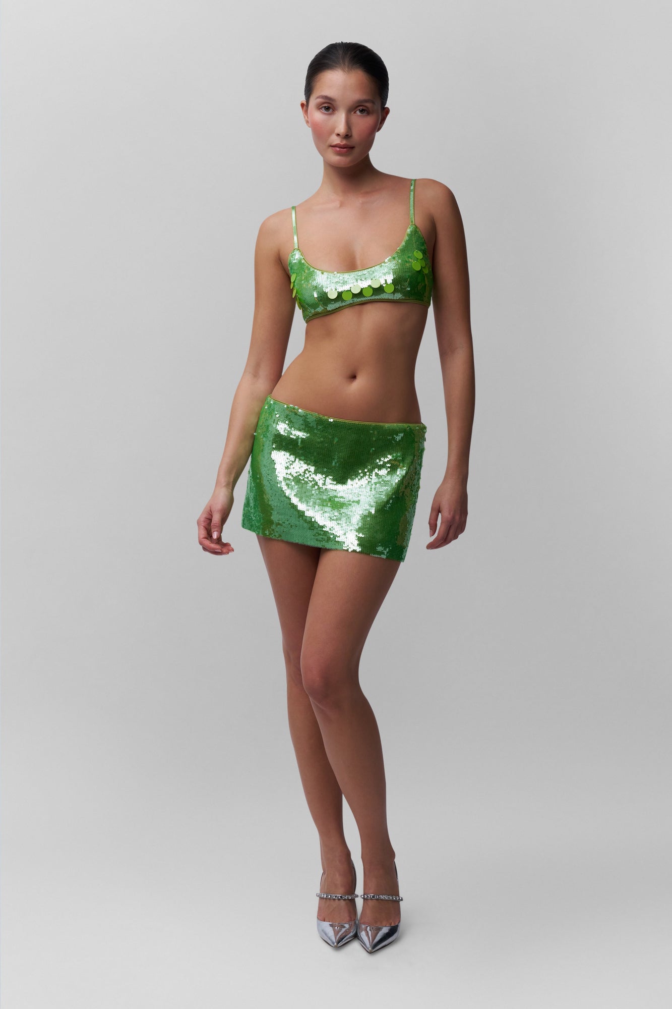 Womens | Sequin Mini Skirt | Martini Olive