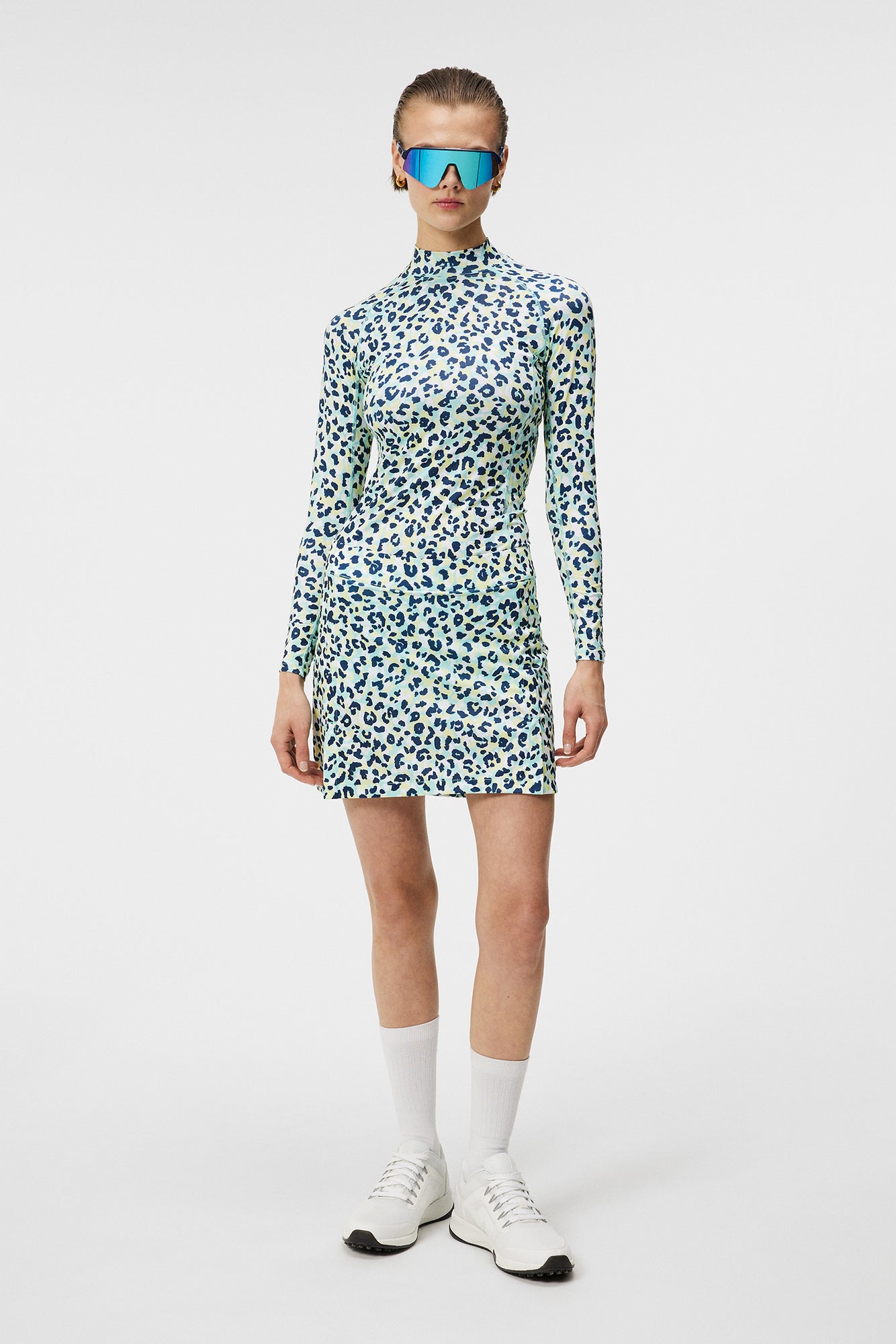 Women | Amelie Mid Print Skirt | Leopard Aruba Blue