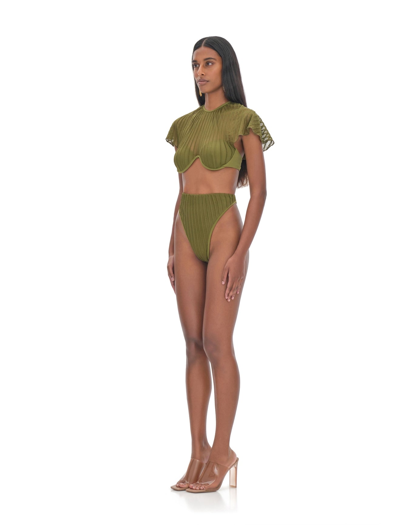 Gara High Rise Bikini Bottom | Green